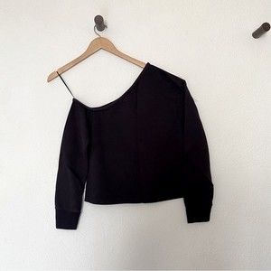 Monrow Off Shoulder Long Sleeve Boxy Sweatshirt